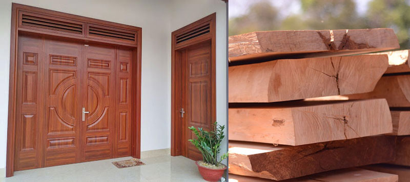 cửa làm bằng chất liệu gỗ tự nhiên