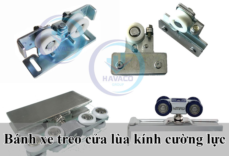 bánh xe treo cửa lùa kính cường lực