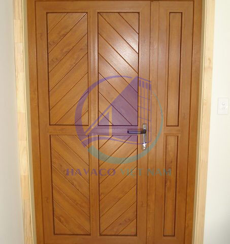 cửa nhựa lõi thép vân gỗ với tấm pano