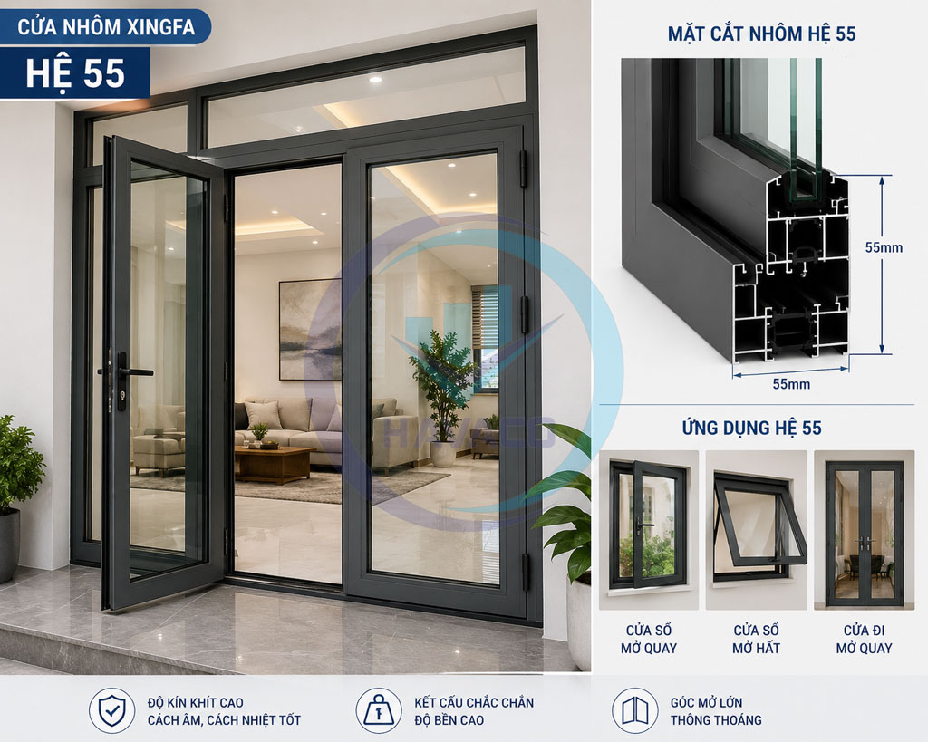 cửa nhôm xingfa hệ 55