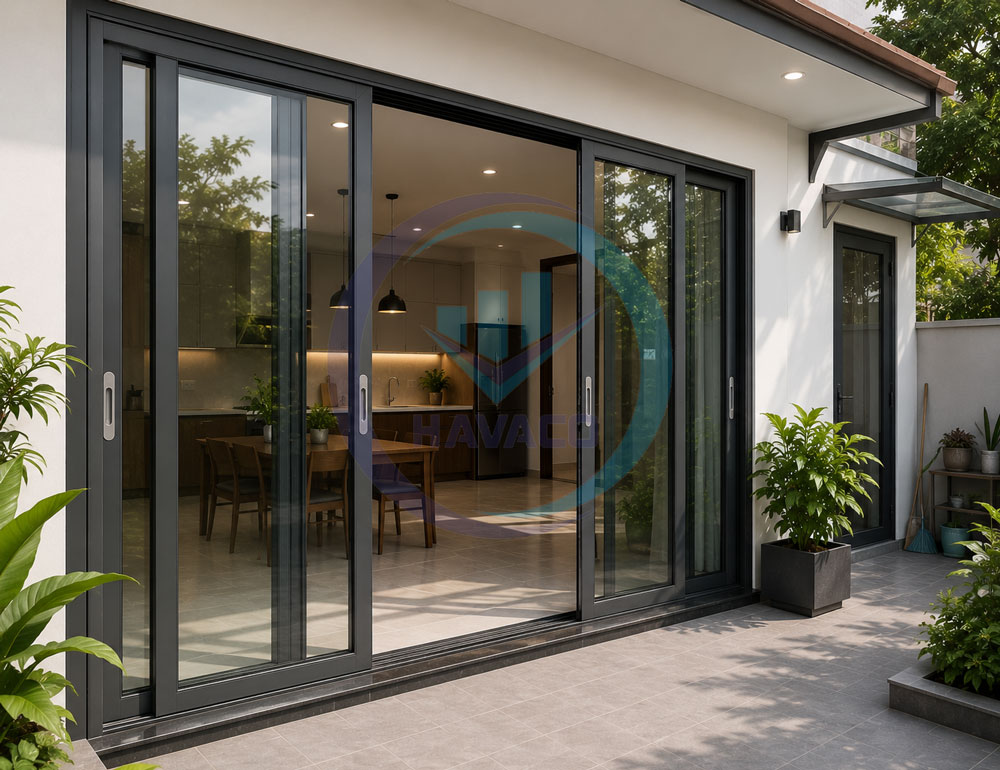mẫu cửa nhôm xingfa hệ 93 ra sân