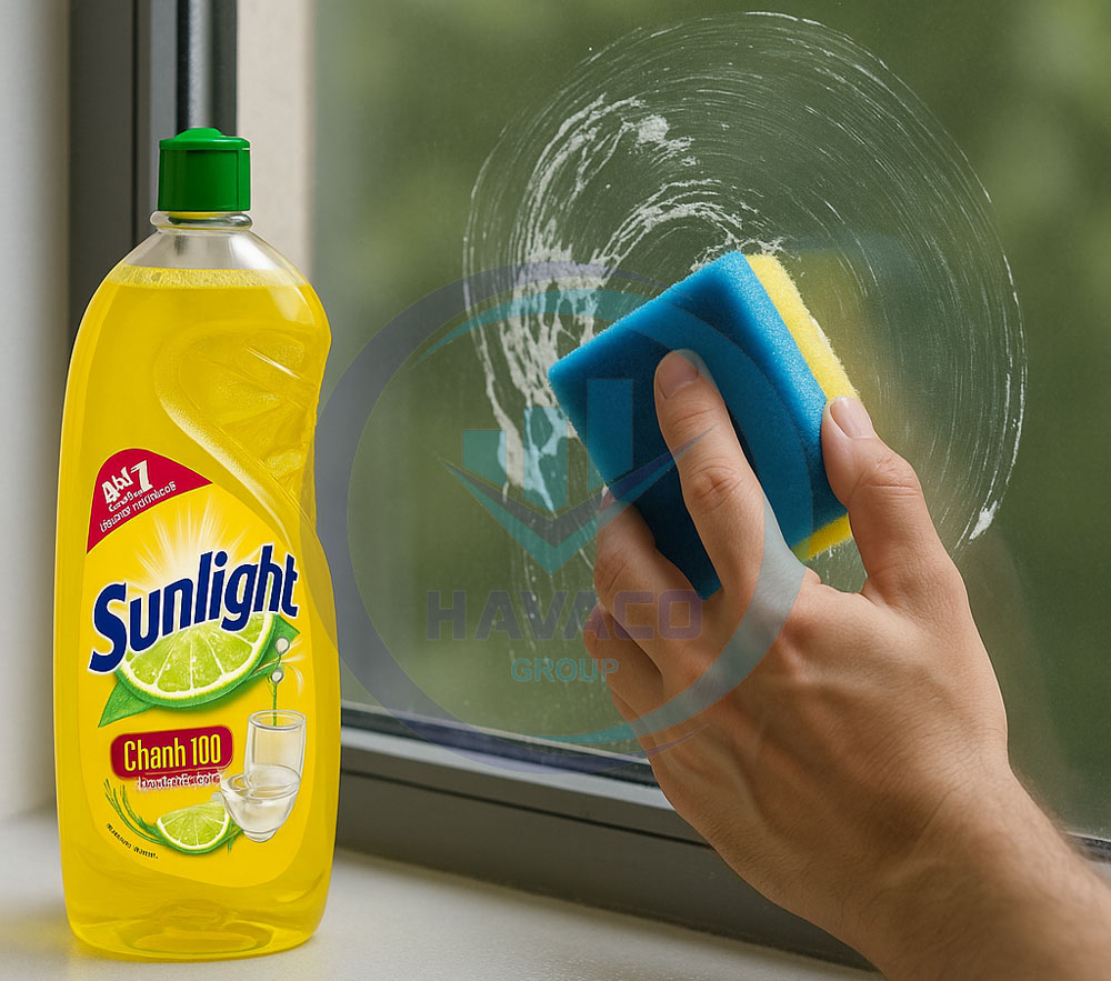 làm sạch keo bằng nước rửa bát