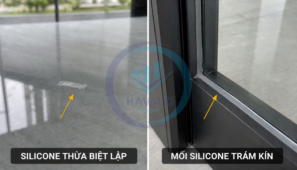 vết keo silicone thừa