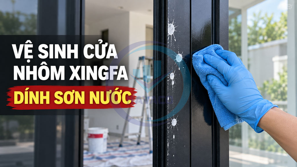 vệ sinh cửa nhôm Xingfa dính sơn nước